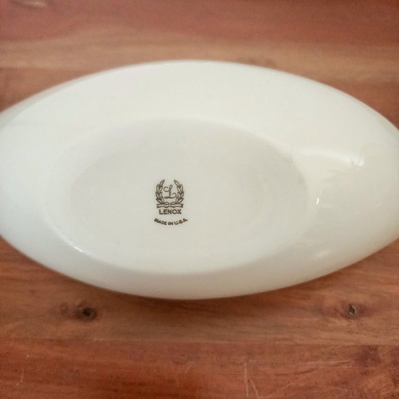 Lenox Olympia Nut Dish cream silver trim 1960s vintage danish modern style - Picture 5 of 9
